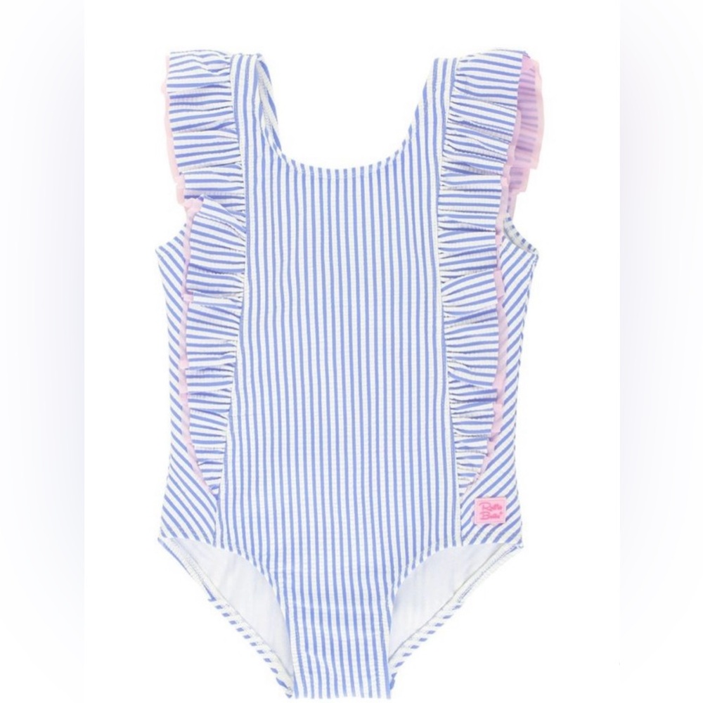 Ruffle Butts Blue and Pink Striped One Piece Swimsuit NWT SIZE 4T